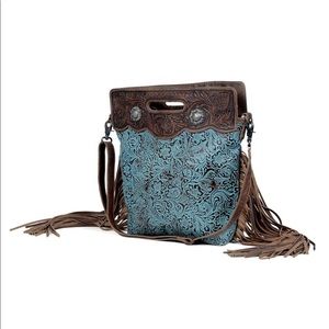 Myra Bag Blue Vine Leather Purse